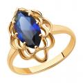 Золотое кольцо Diamant с сапфировым корундом