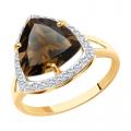 Золотое кольцо Diamant с фианитом и раухтопазом