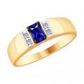 Золотое кольцо SOKOLOV с бриллиантом и сапфировым корундом