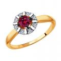 Золотое кольцо SOKOLOV с бриллиантом и рубиновым корундом