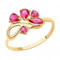 Золотое кольцо SOKOLOV с рубиновым корундом