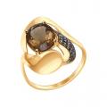 Золотое кольцо SOKOLOV с фианитом и раухтопазом