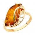 Золотое кольцо SOKOLOV с янтарём