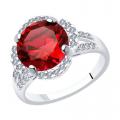 Серебряное кольцо Diamant с фианитом и рубиновым корундом