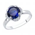 Серебряное кольцо Diamant с фианитом и сапфировым корундом