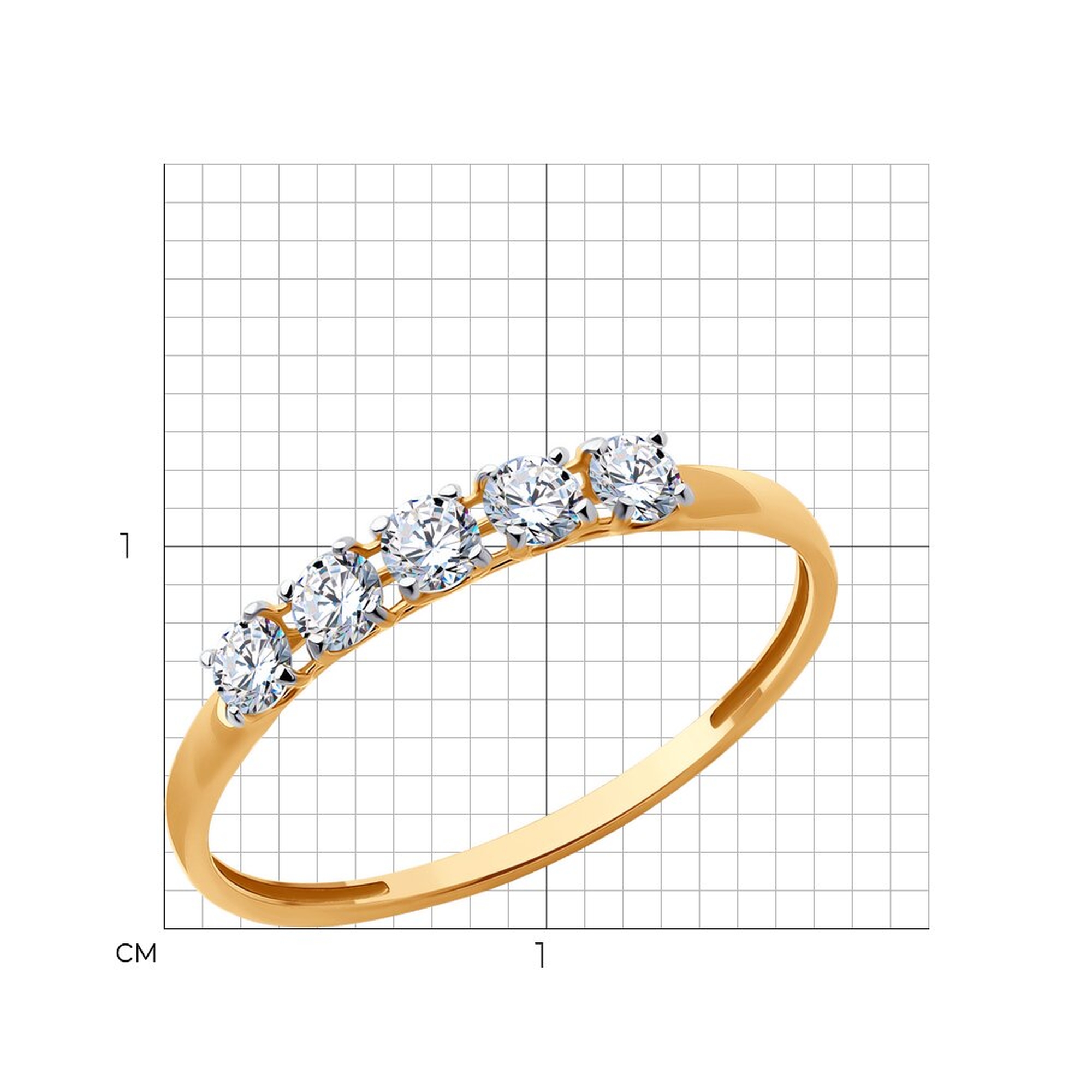 Золотое кольцо SOKOLOV с фианитом