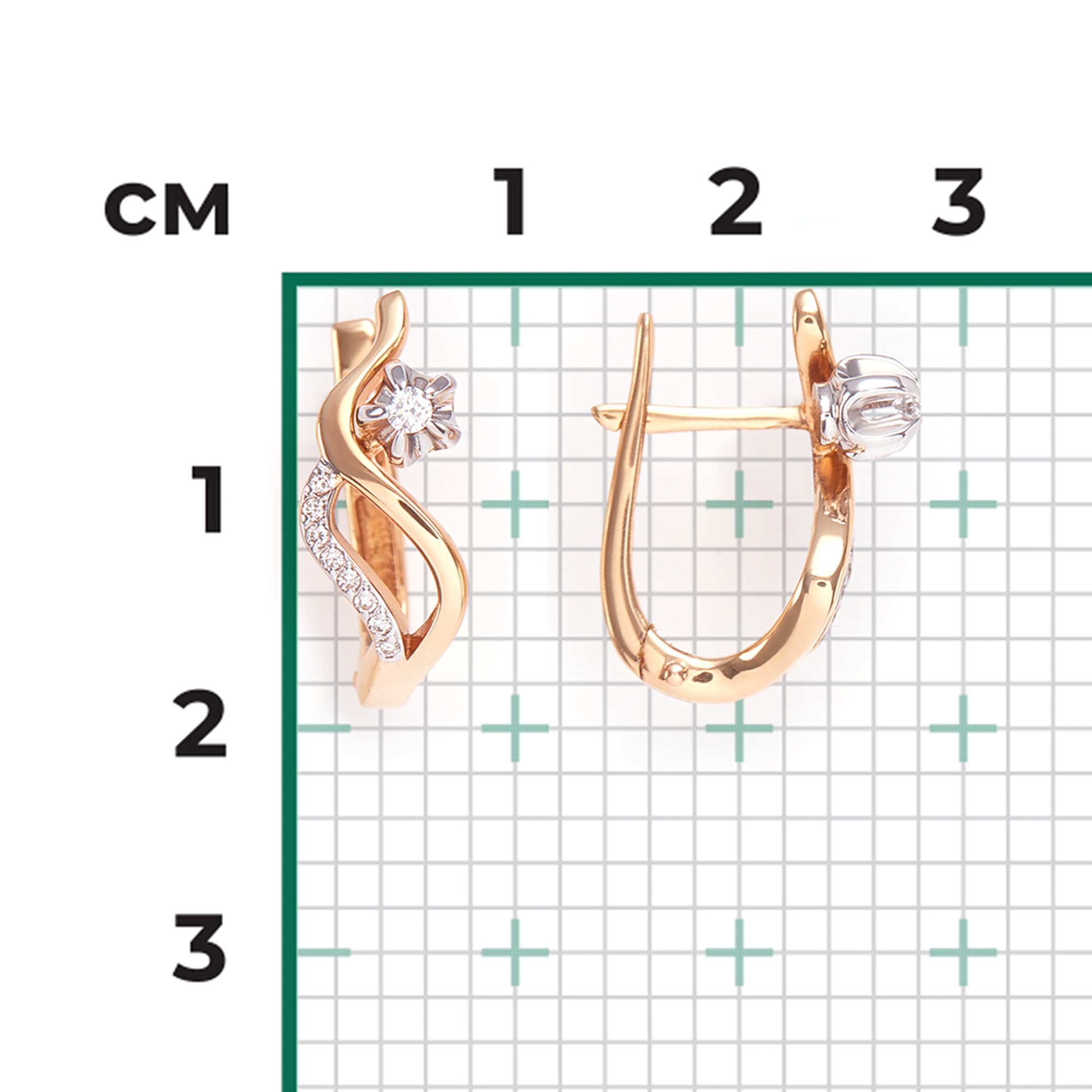 Серьги из комбинированного золота Platina с бриллиантом
