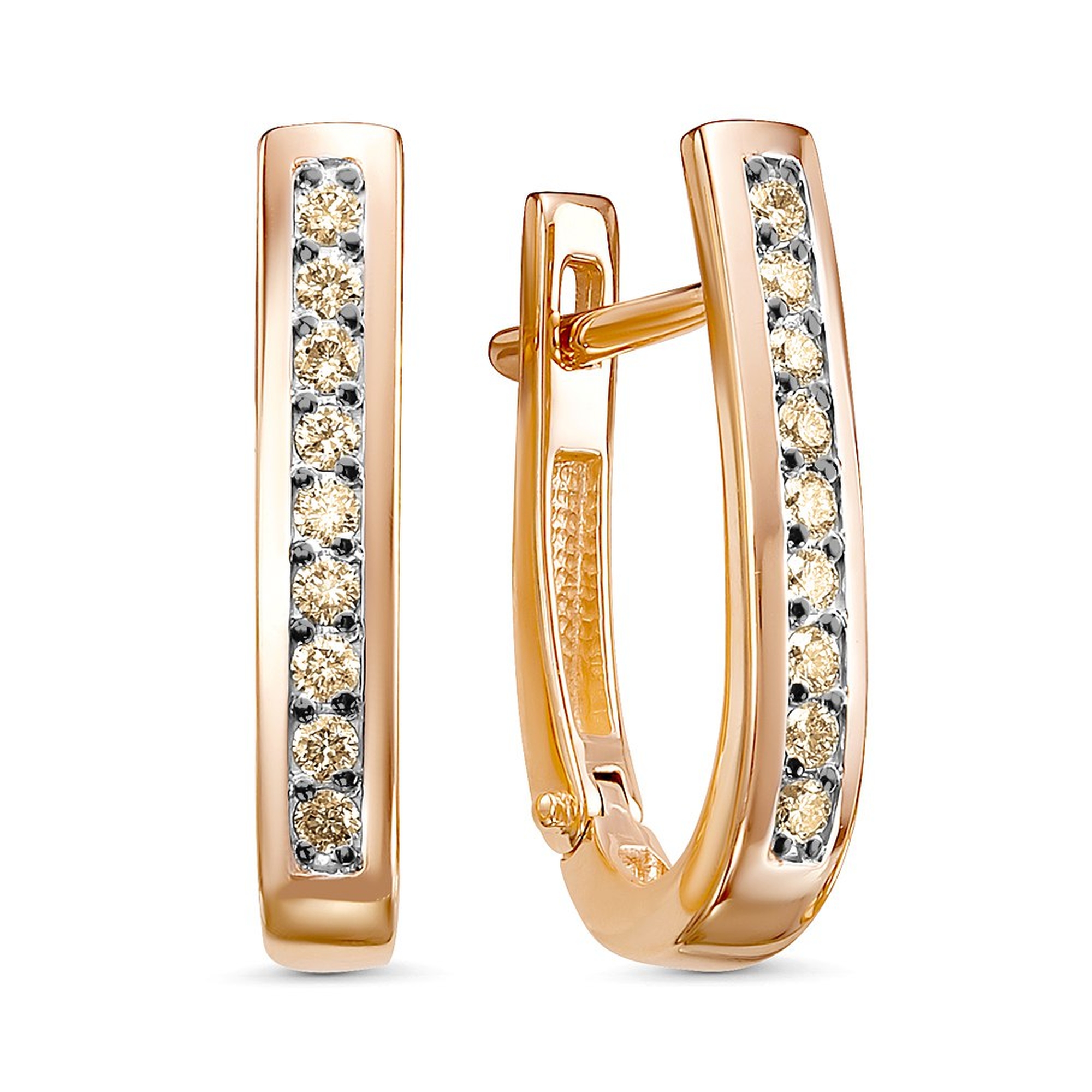 Золотые серьги ERA Jewellery с коньячным бриллиантом