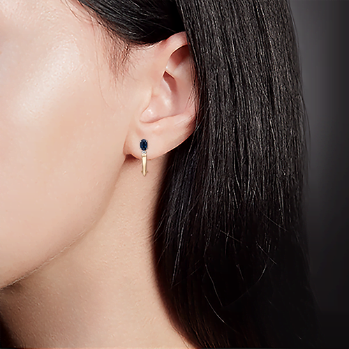 Серьги из комбинированного золота Platina с бриллиантом и сапфиром