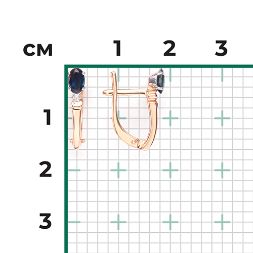 Серьги из комбинированного золота Platina с бриллиантом и сапфиром