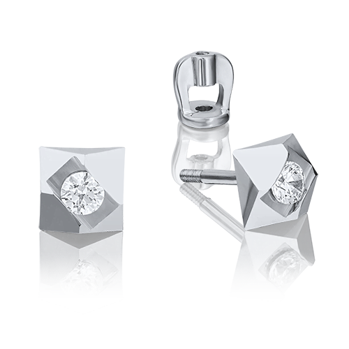 Серьги из белого золота Platina с бриллиантом