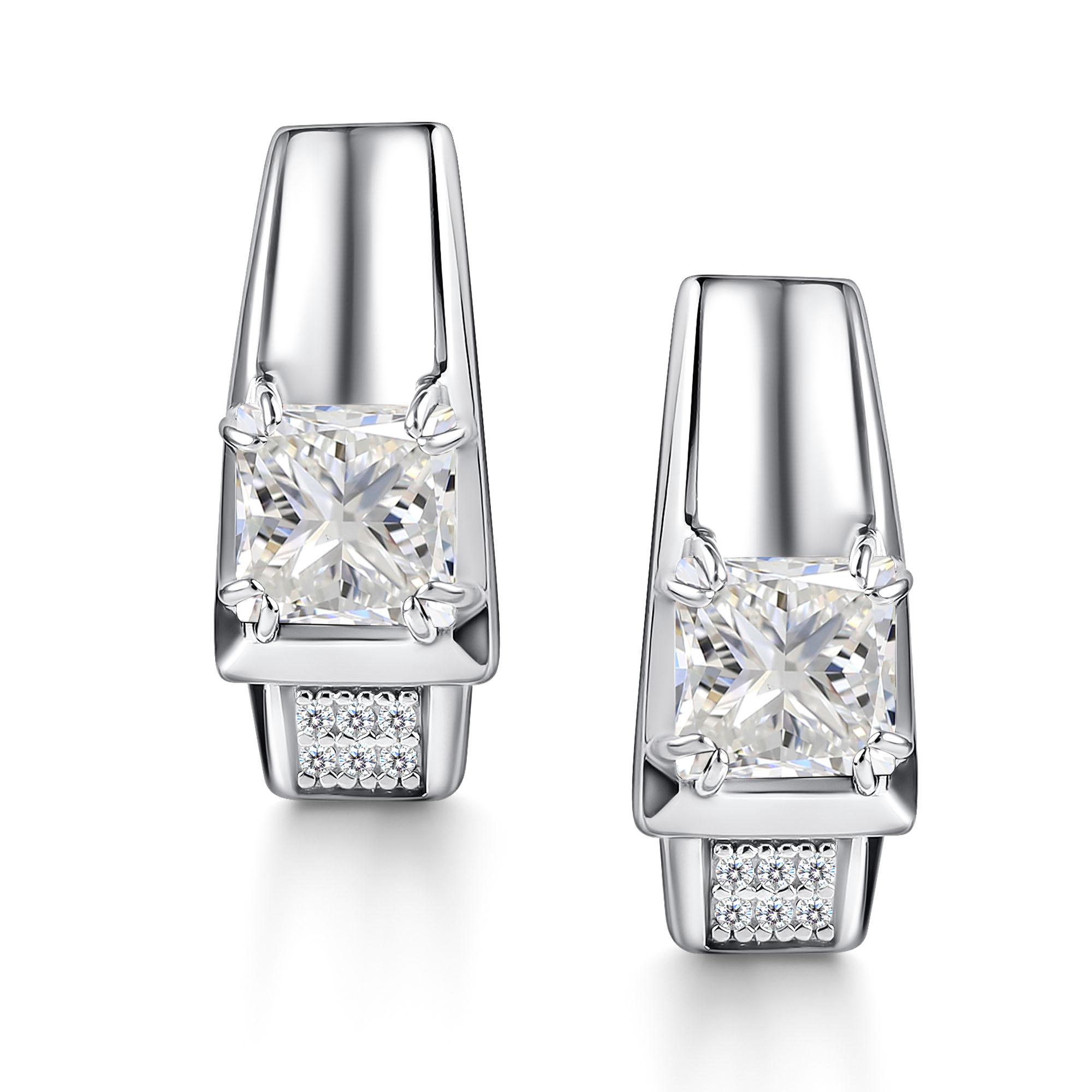 Серебряные серьги АЛЬКОР с фианитом и горным хрусталём