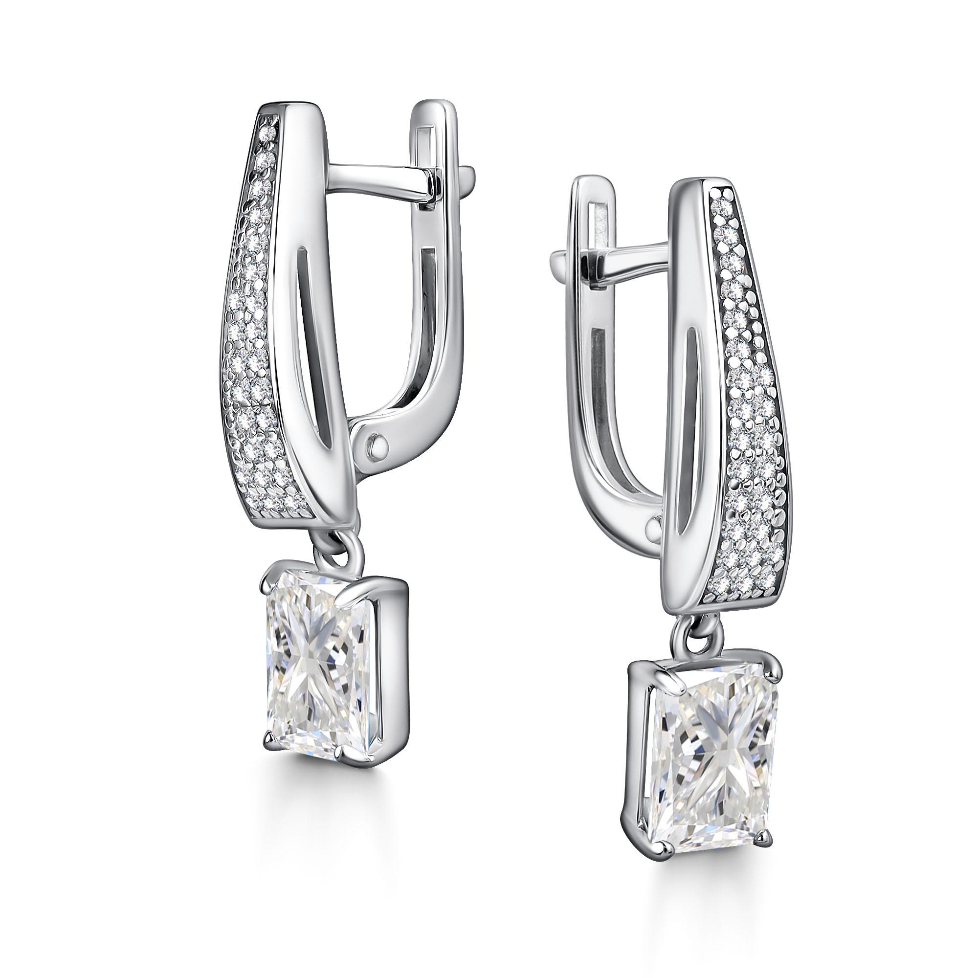 Серебряные серьги АЛЬКОР с фианитом и горным хрусталём