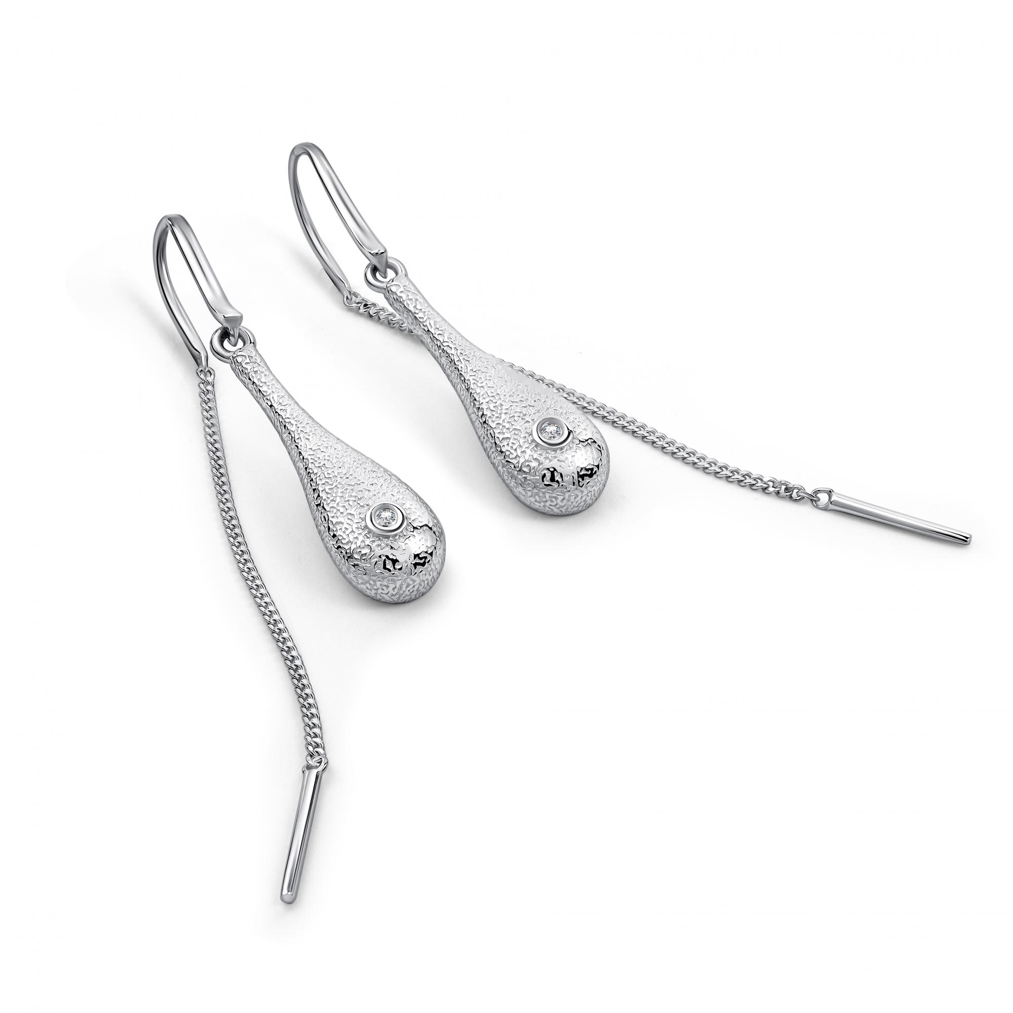 Серебряные серьги АЛЬКОР с бриллиантом