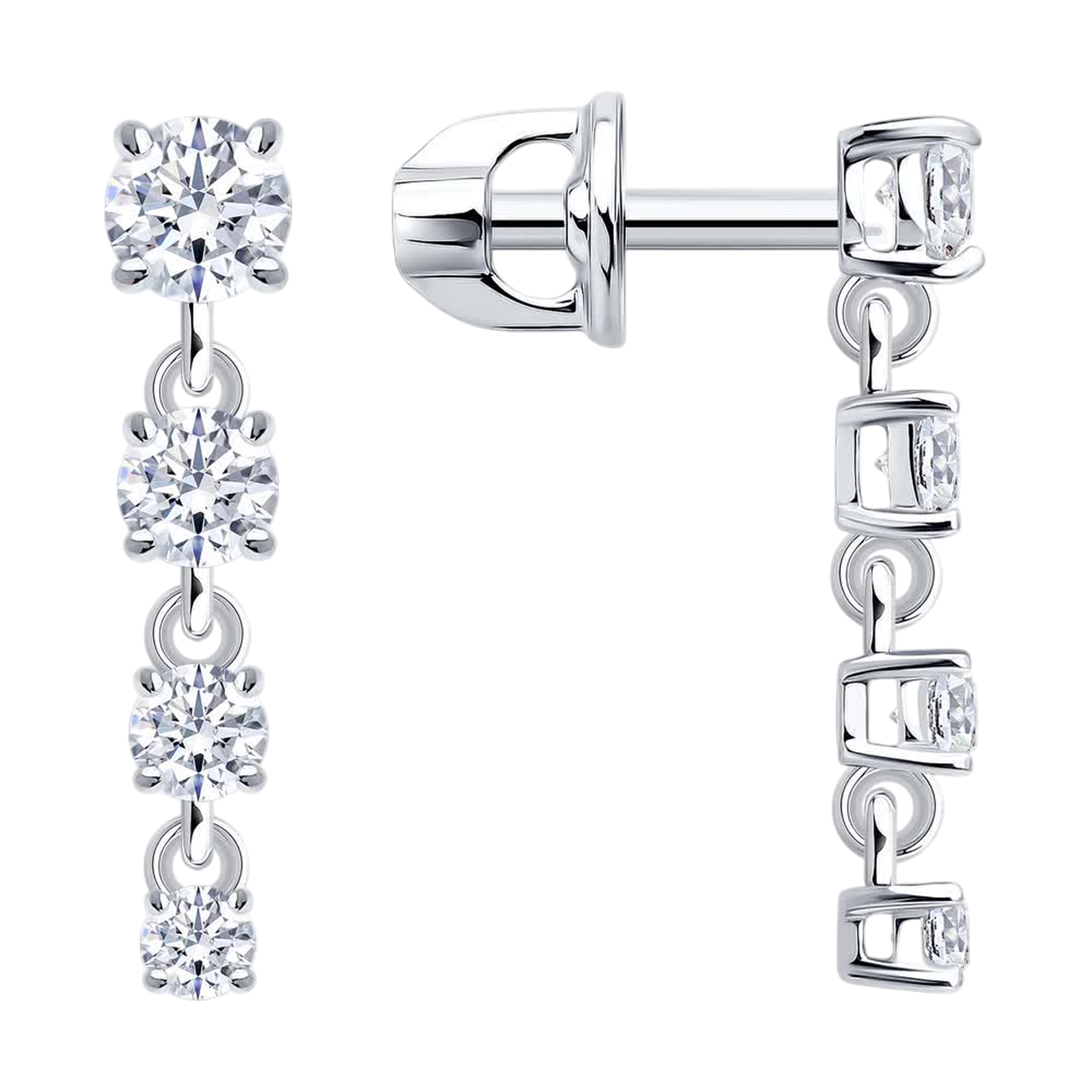 Серьги из белого золота SOKOLOV с фианитом