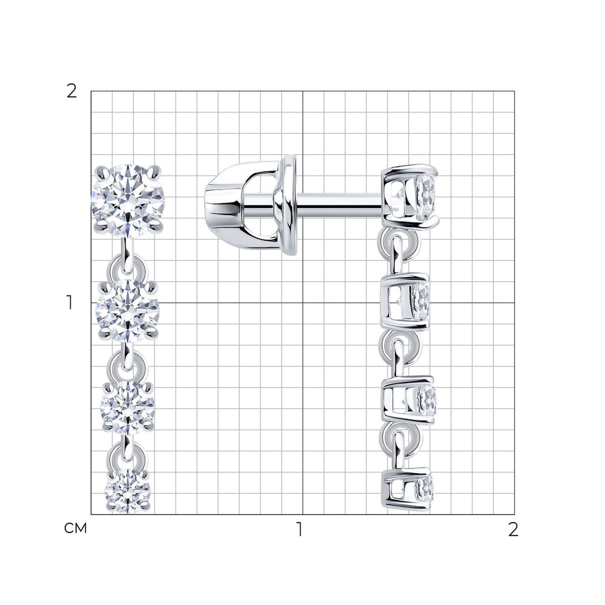 Серьги из белого золота SOKOLOV с фианитом