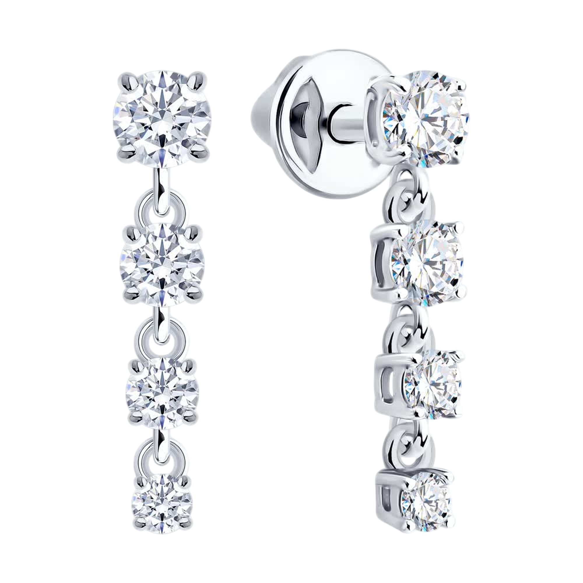 Серьги из белого золота SOKOLOV с фианитом