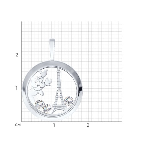 Подвеска из белого золота SOKOLOV с Swarovski и минеральным стеклом