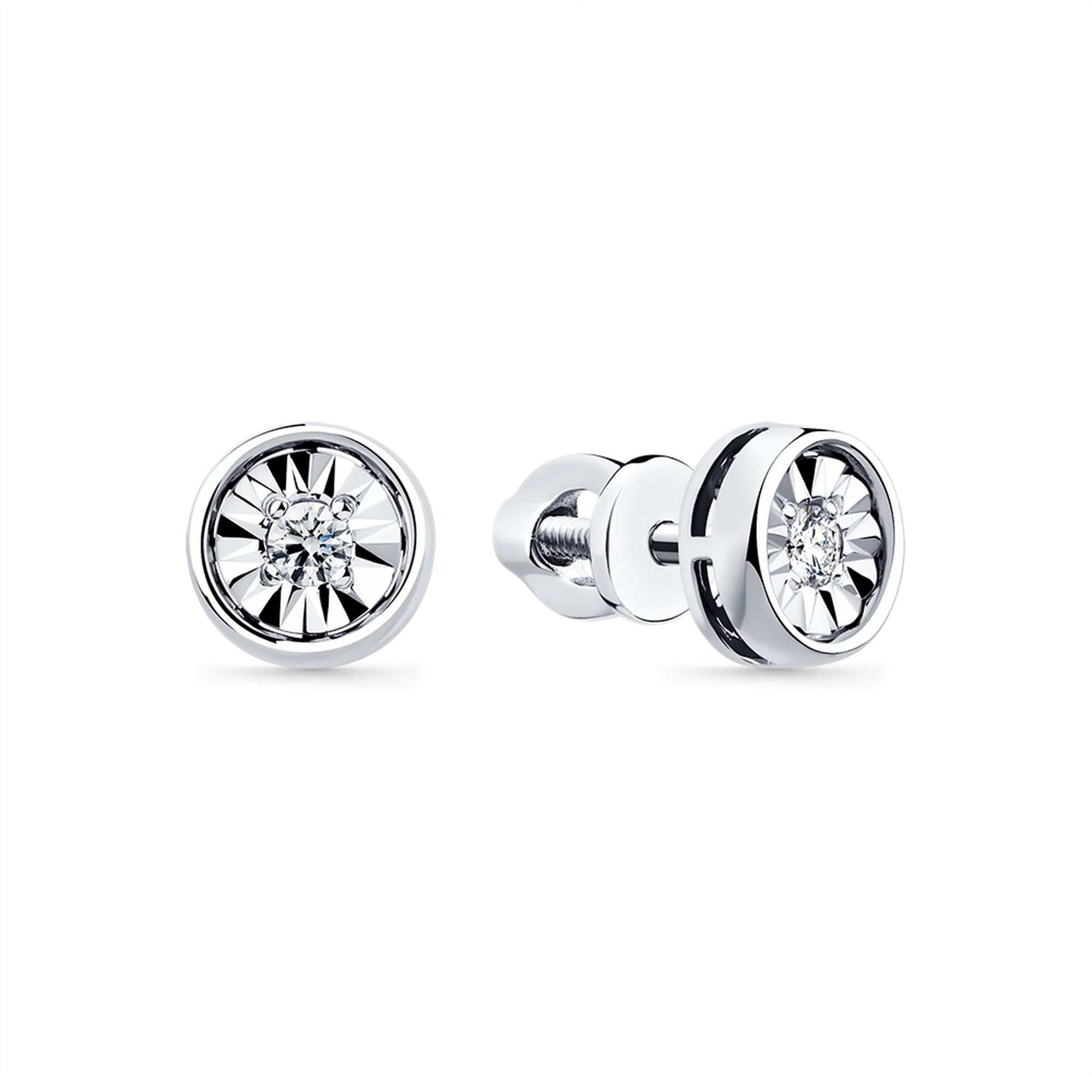 Серьги из белого золота Мастер Бриллиант с бриллиантом