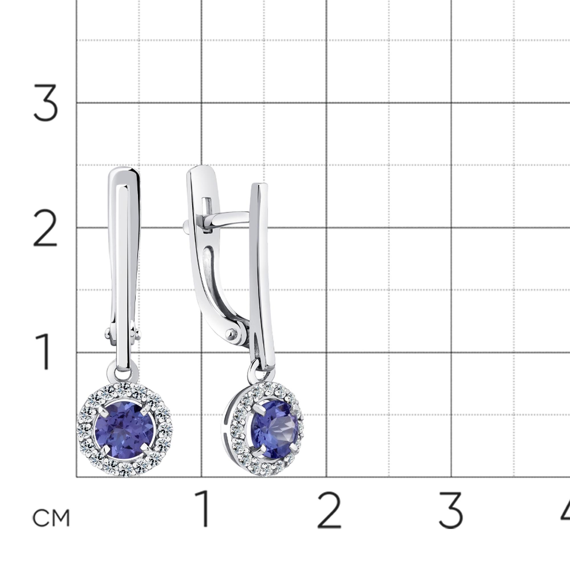 Серьги из белого золота Мастер Бриллиант с бриллиантом и танзанитом