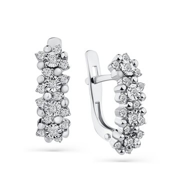 Серьги из белого золота Мастер Бриллиант с бриллиантом