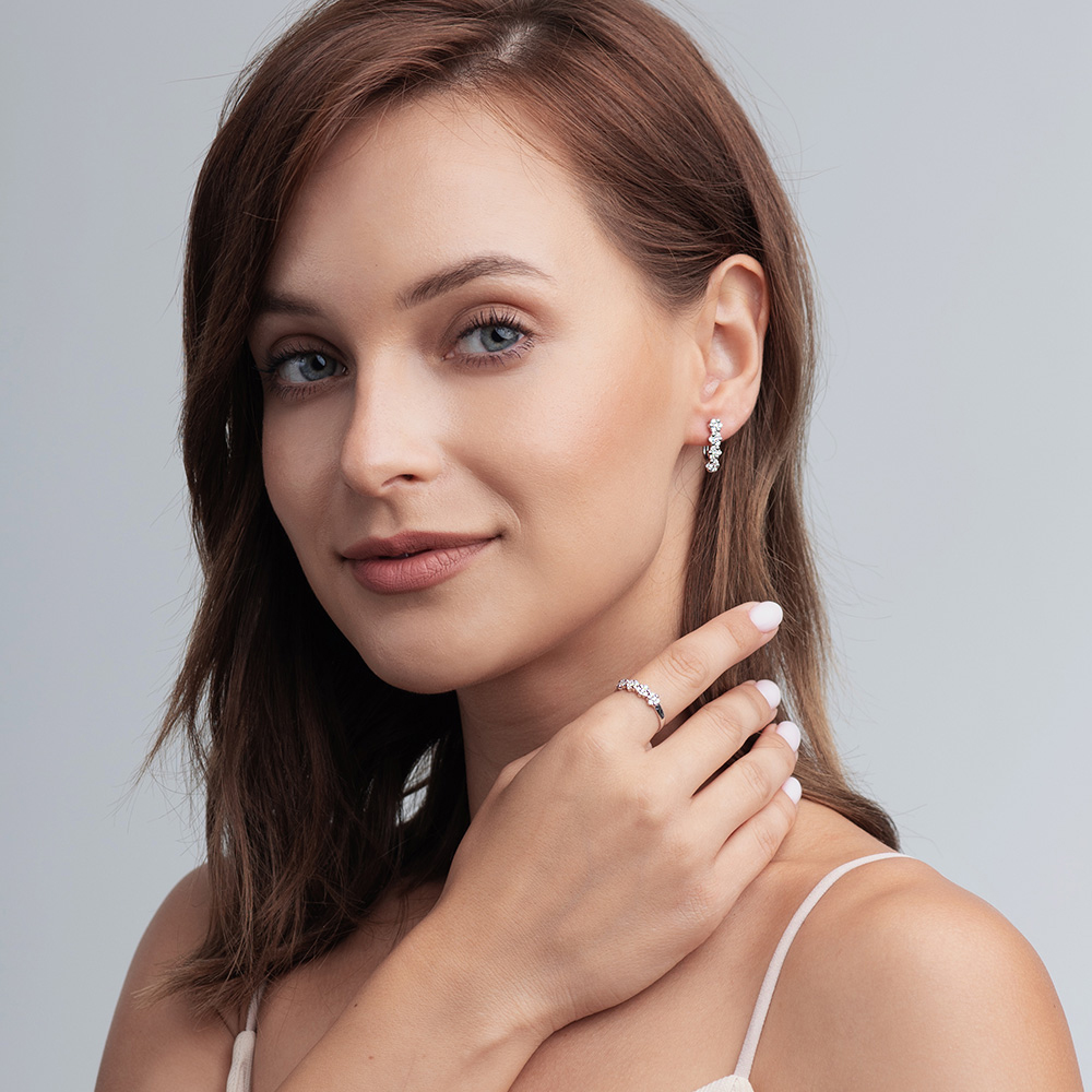 Серьги из белого золота Мастер Бриллиант с бриллиантом