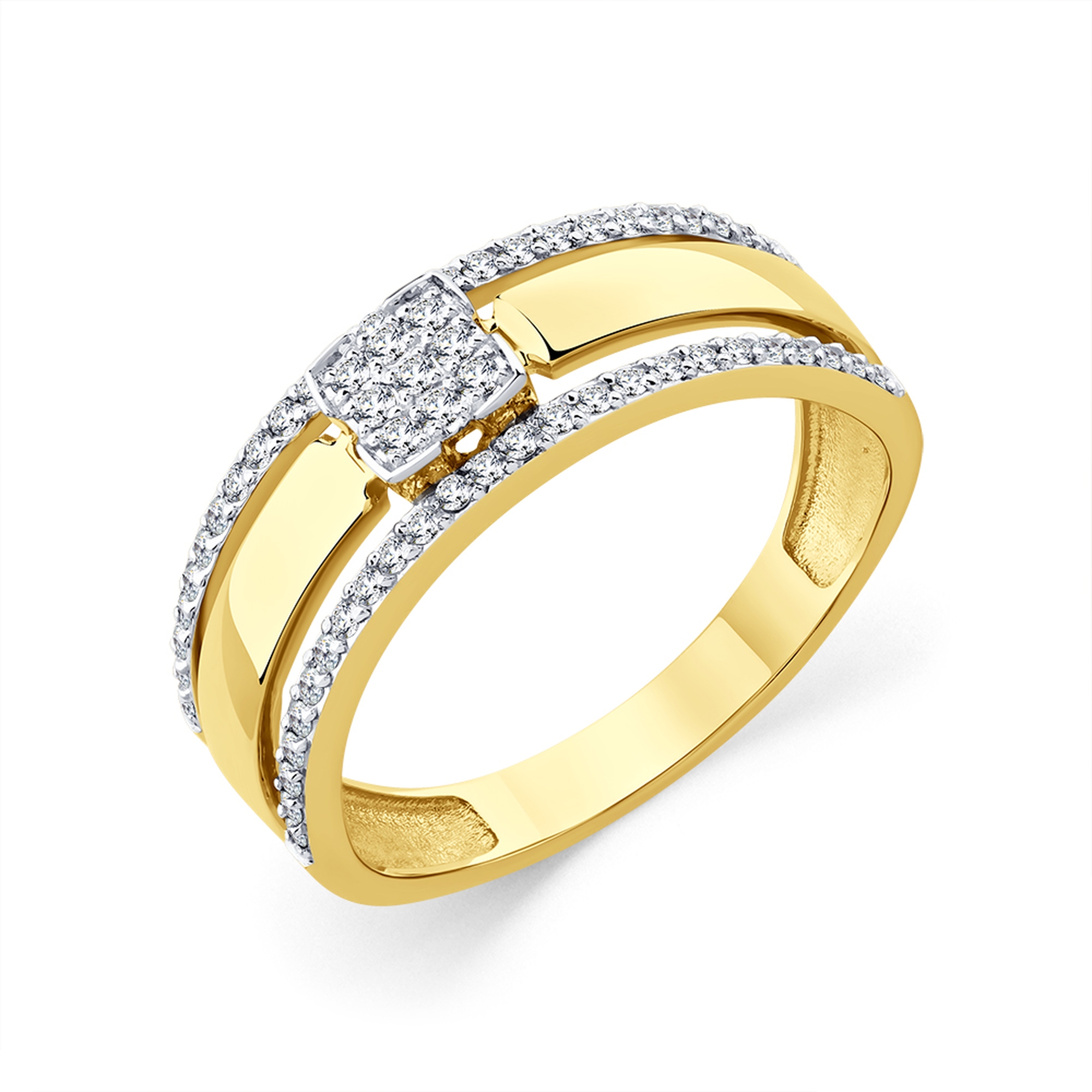 Кольцо из лимонного золота Мастер Бриллиант с бриллиантом