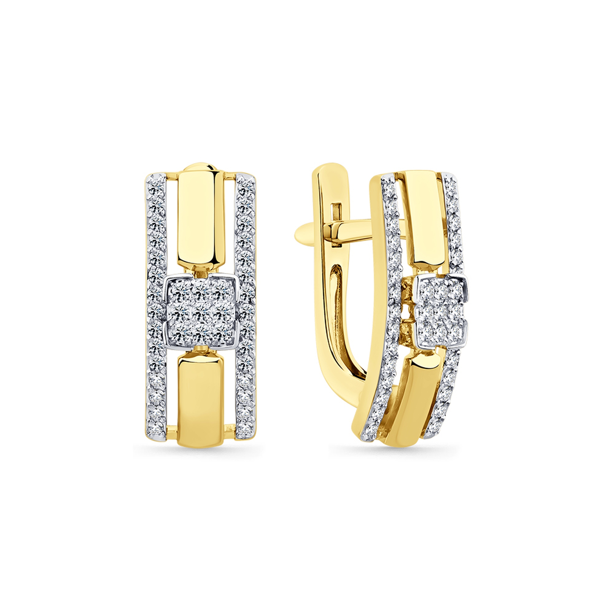 Серьги из лимонного золота Мастер Бриллиант с бриллиантом