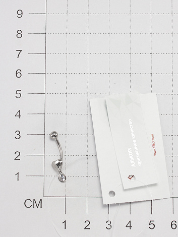 Серебряный пирсинг в пупок АЛЬКОР с фианитом