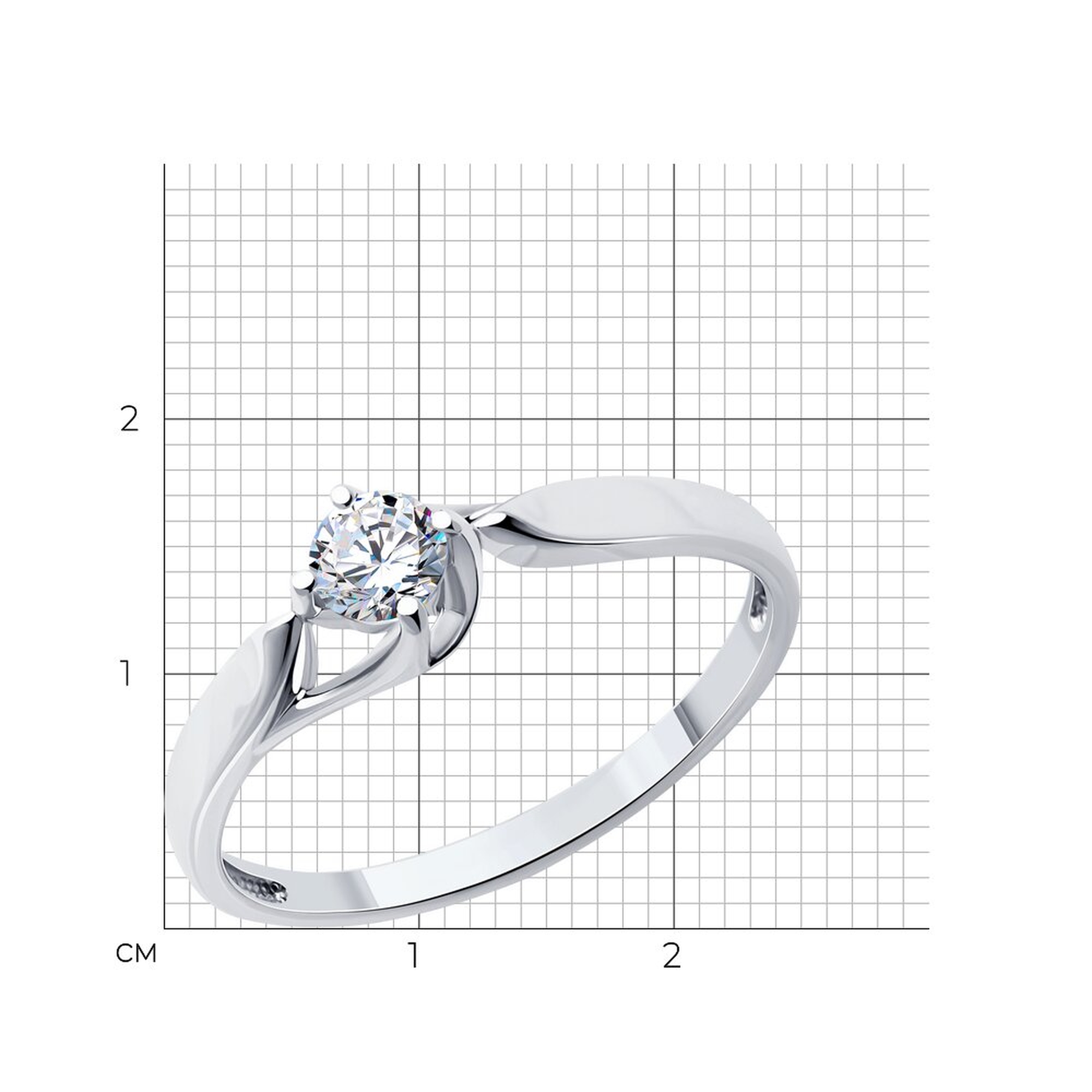 Кольцо из белого золота SOKOLOV с бриллиантом выращенным