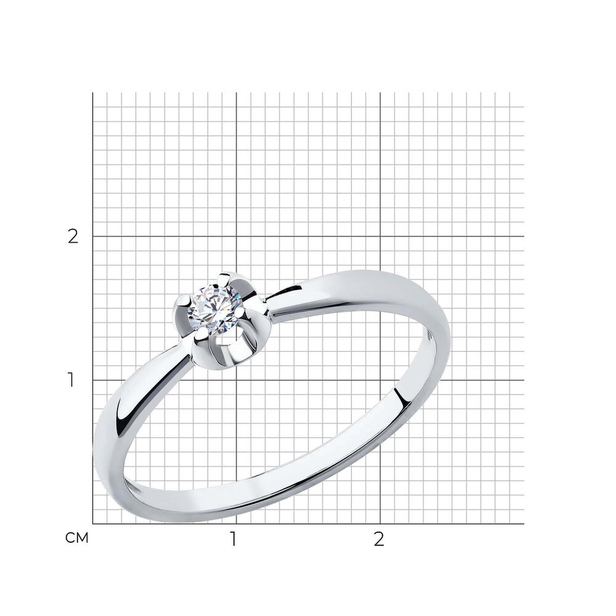 Кольцо из белого золота SOKOLOV с бриллиантом выращенным