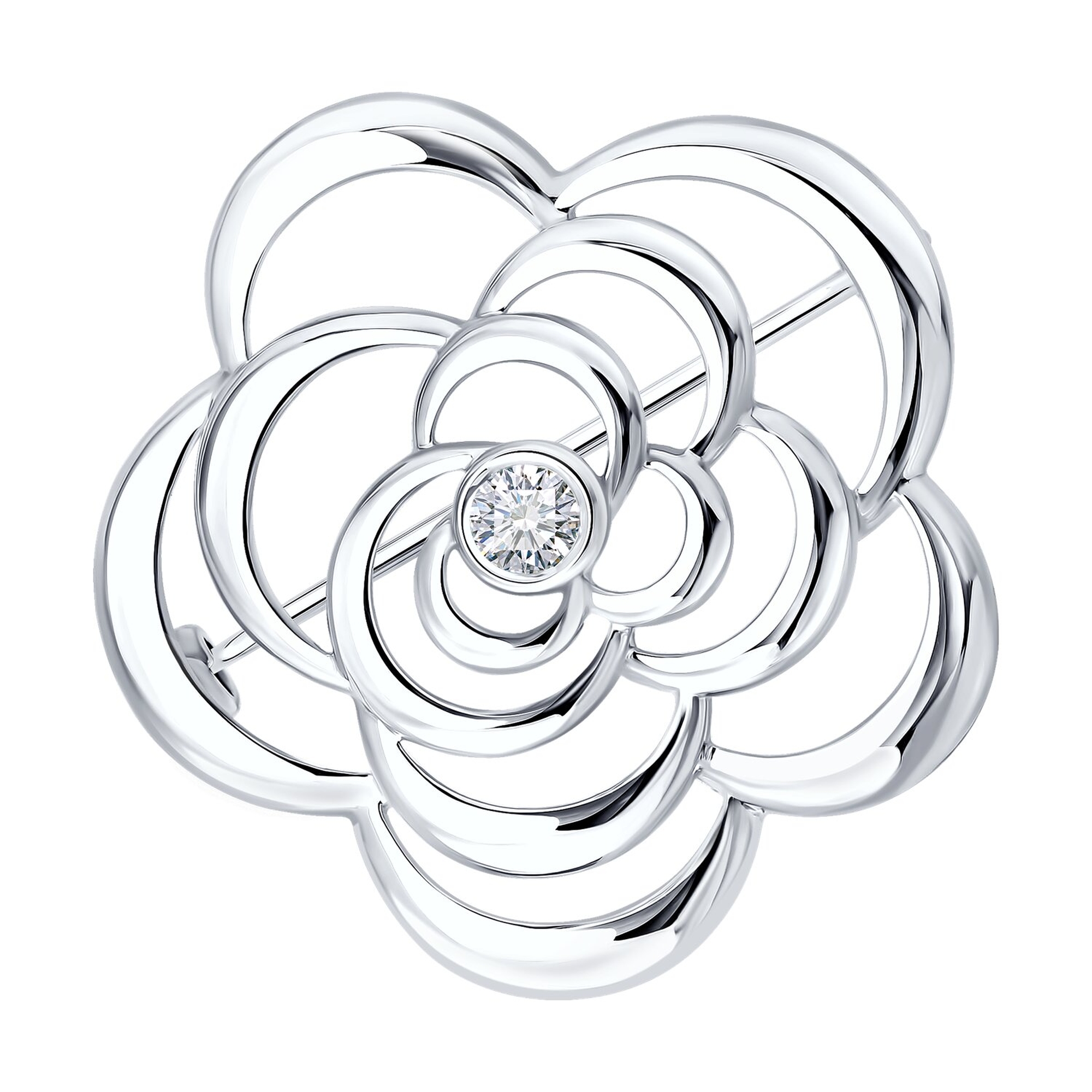 : Брошь из белого золота с бриллиантом выращенным