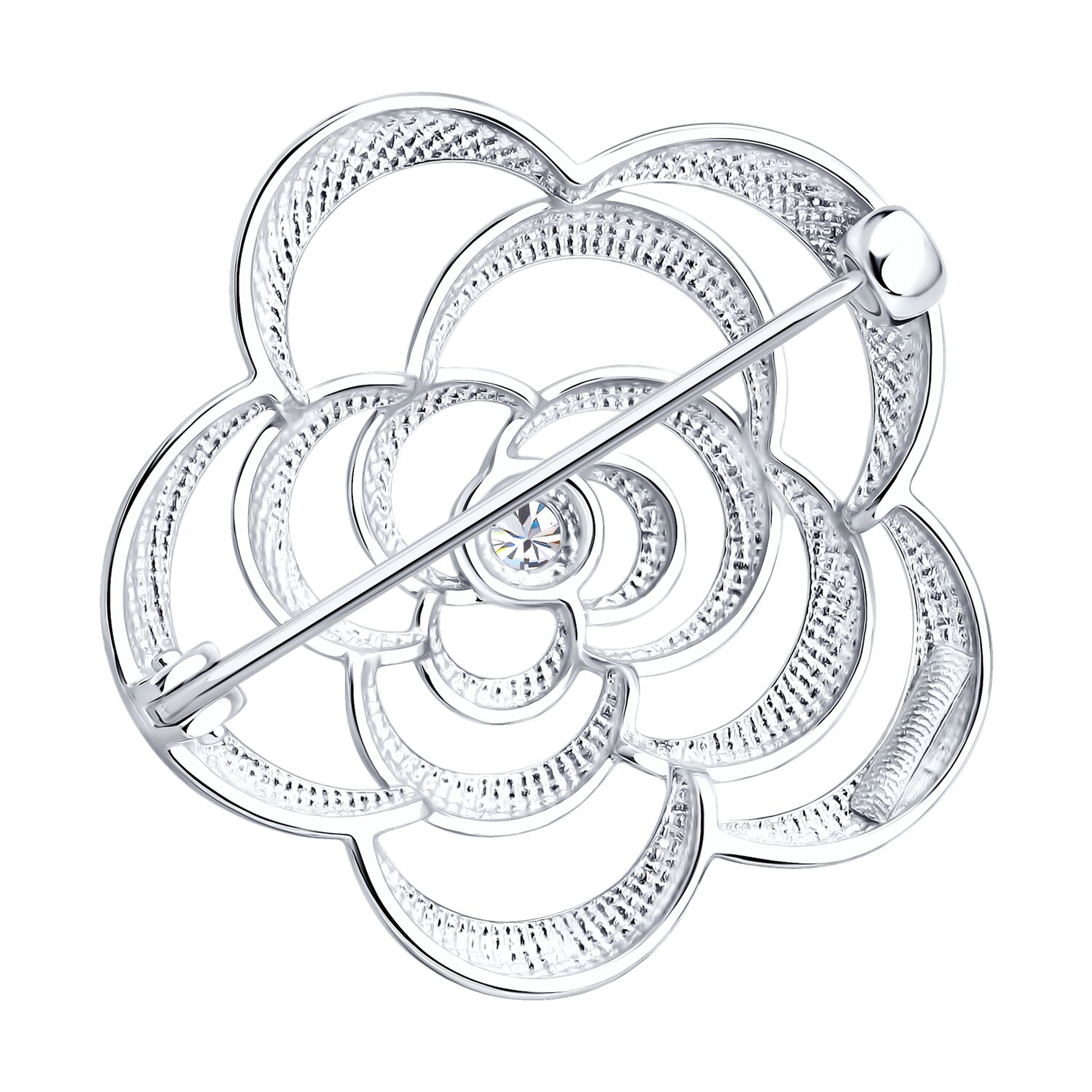 : Брошь из белого золота с бриллиантом выращенным