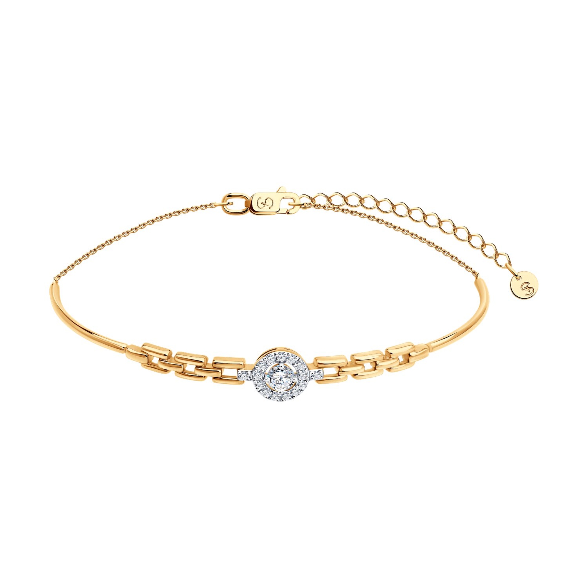 Золотой браслет SOKOLOV с бриллиантом выращенным