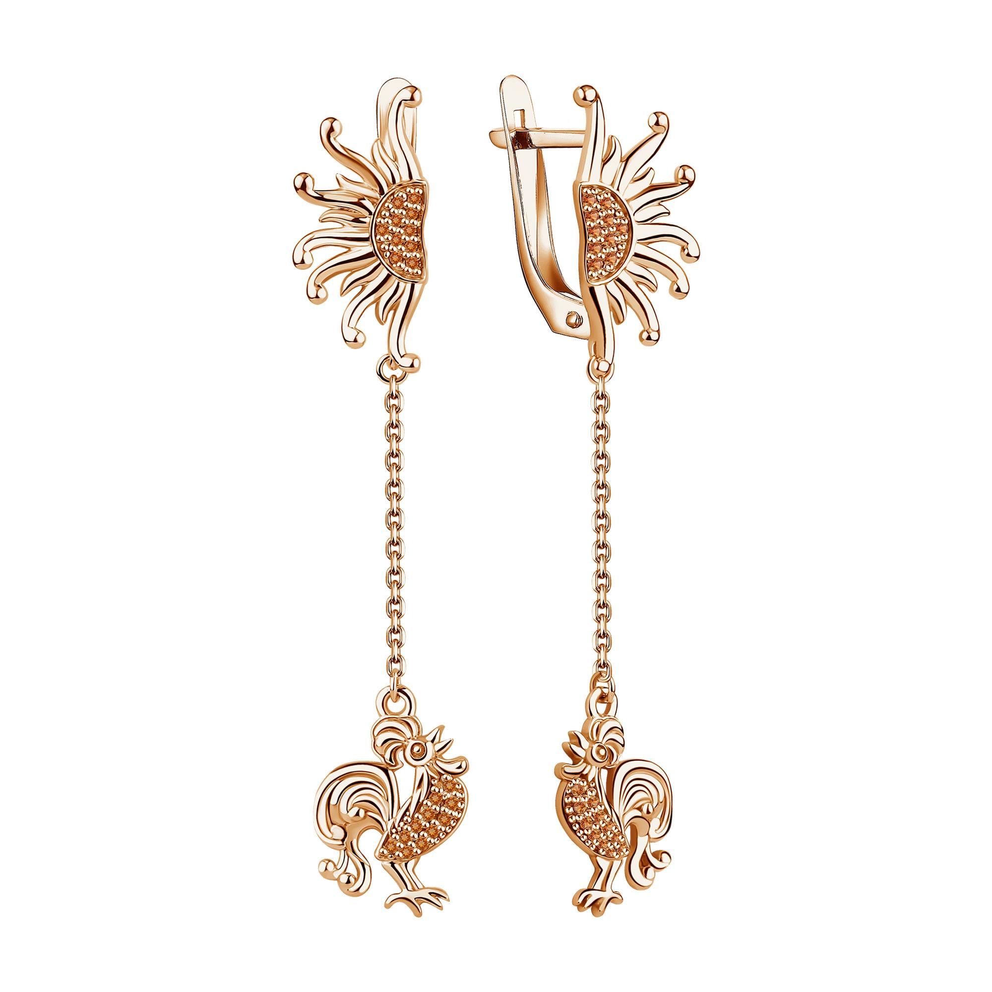 Серьги из золочёного серебра TALANT с фианитом