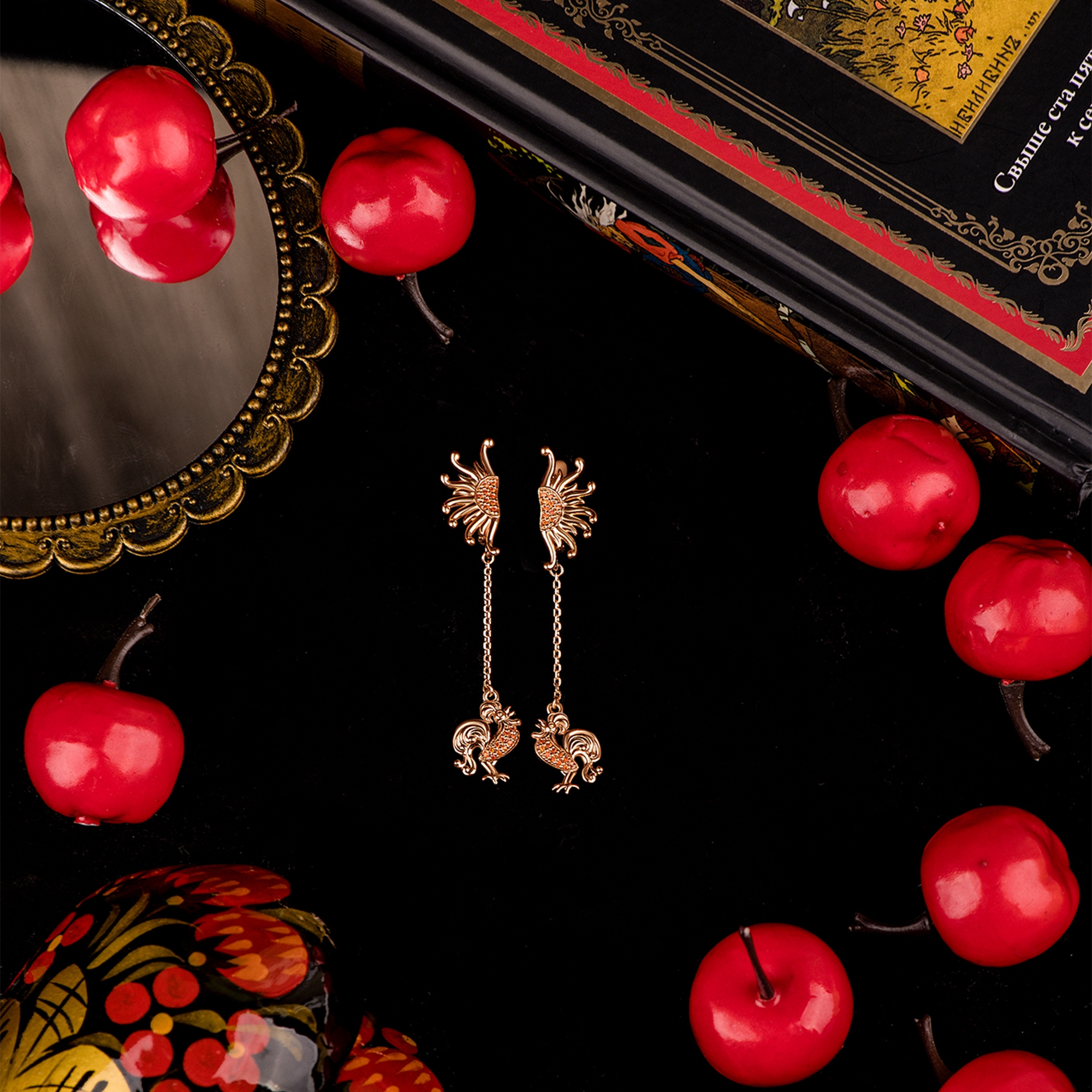 Серьги из золочёного серебра TALANT с фианитом