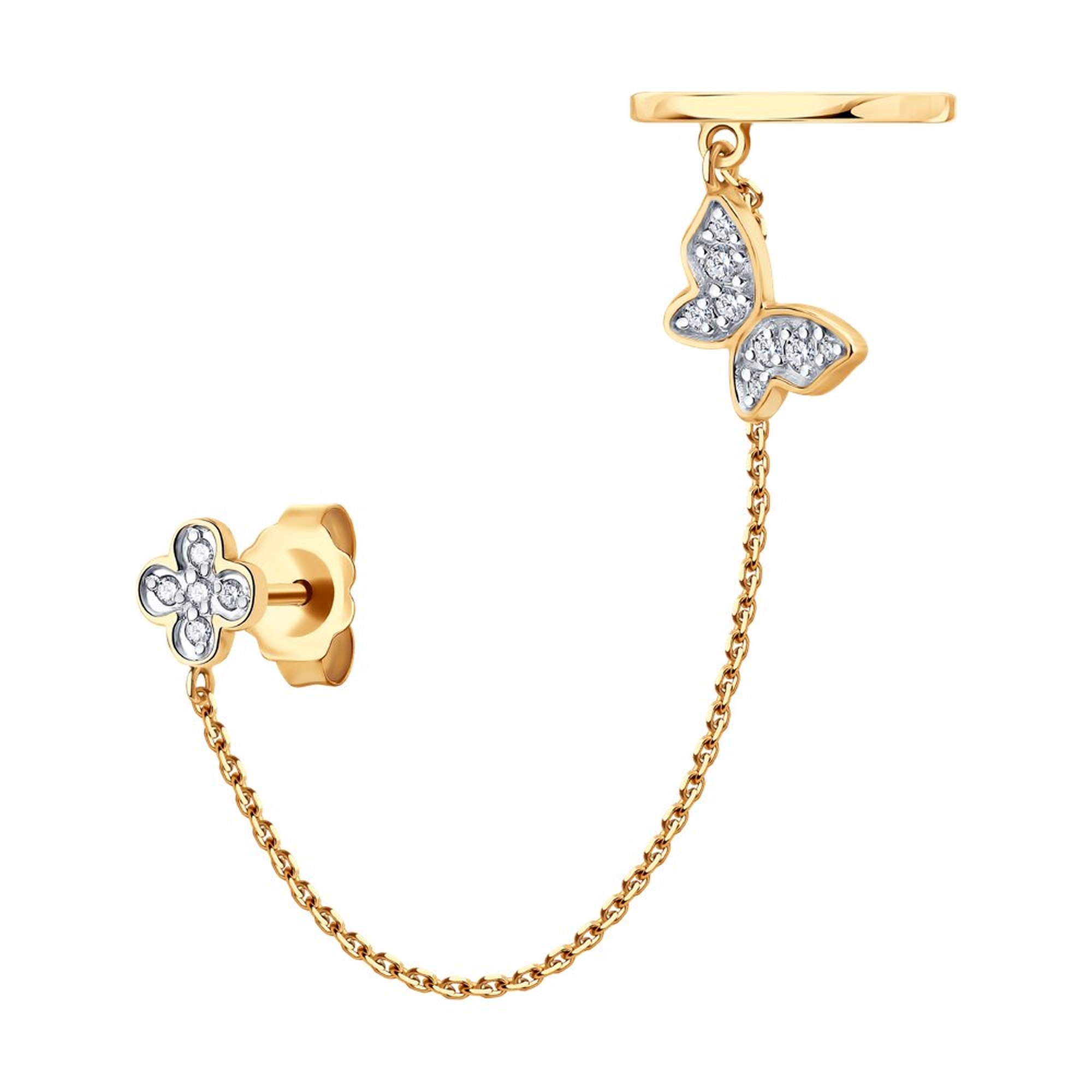 Одиночная серьга из золота SOKOLOV с фианитом