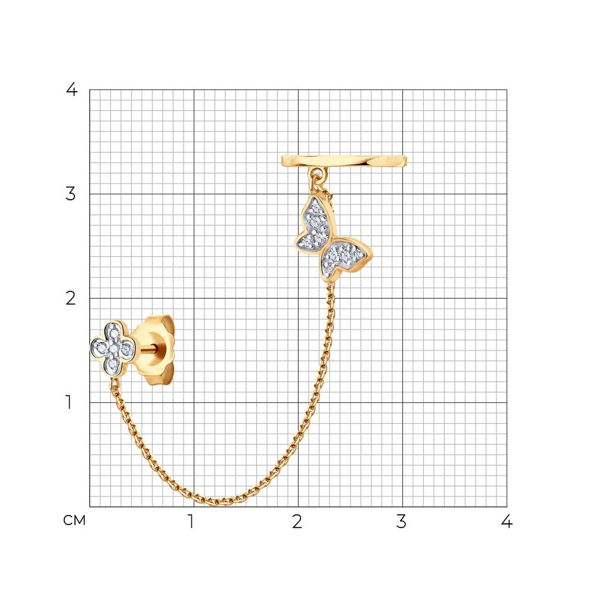 Одиночная серьга из золота SOKOLOV с фианитом