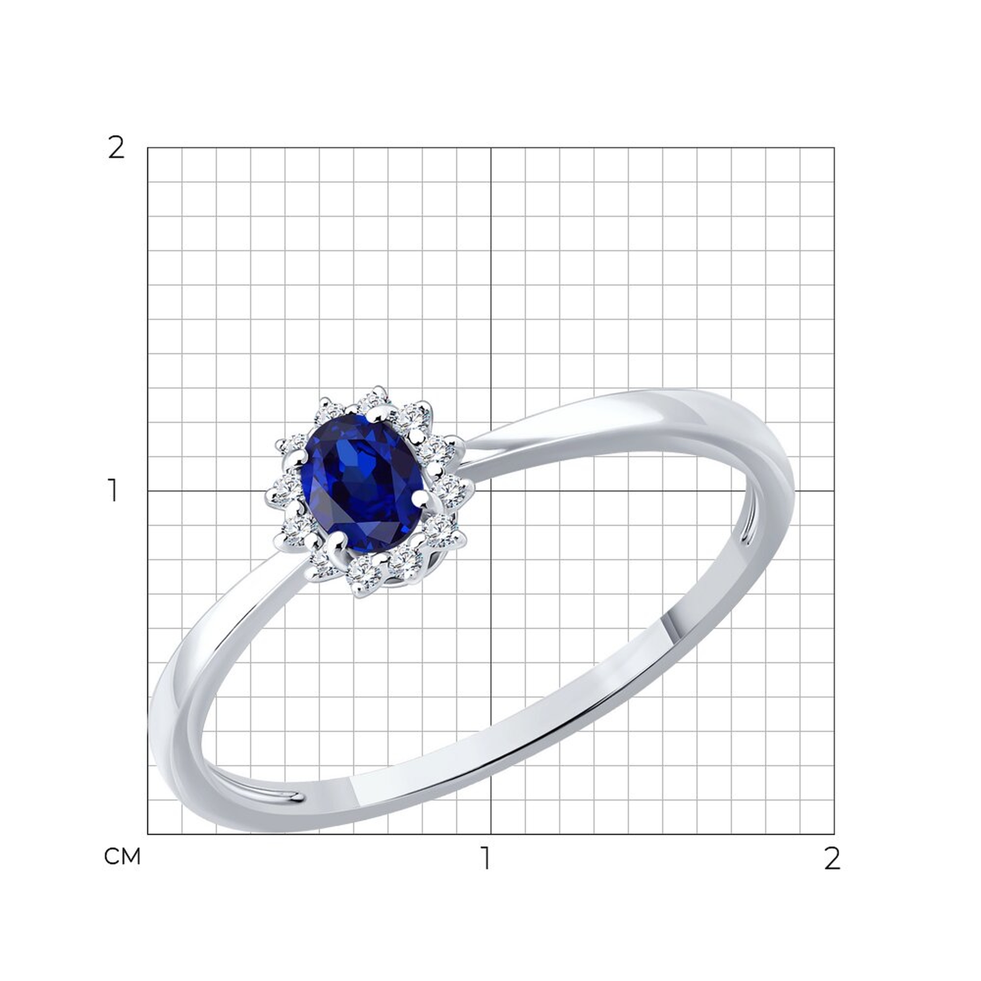 Золотое кольцо SOKOLOV с бриллиантом и сапфиром