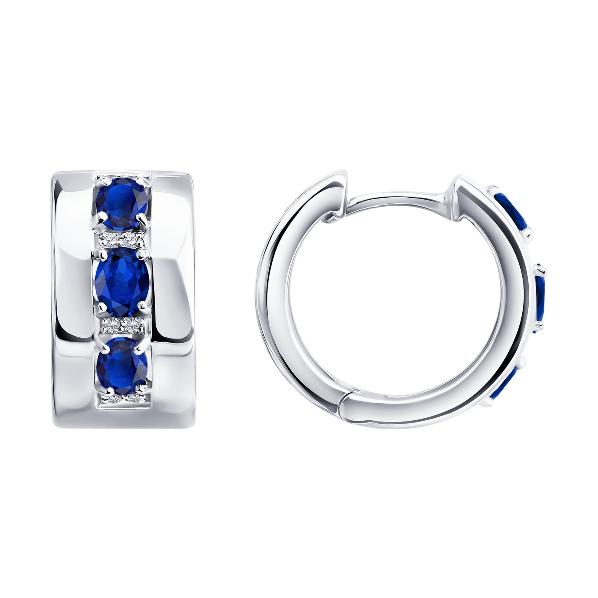 Золотые серьги SOKOLOV с бриллиантом и сапфиром