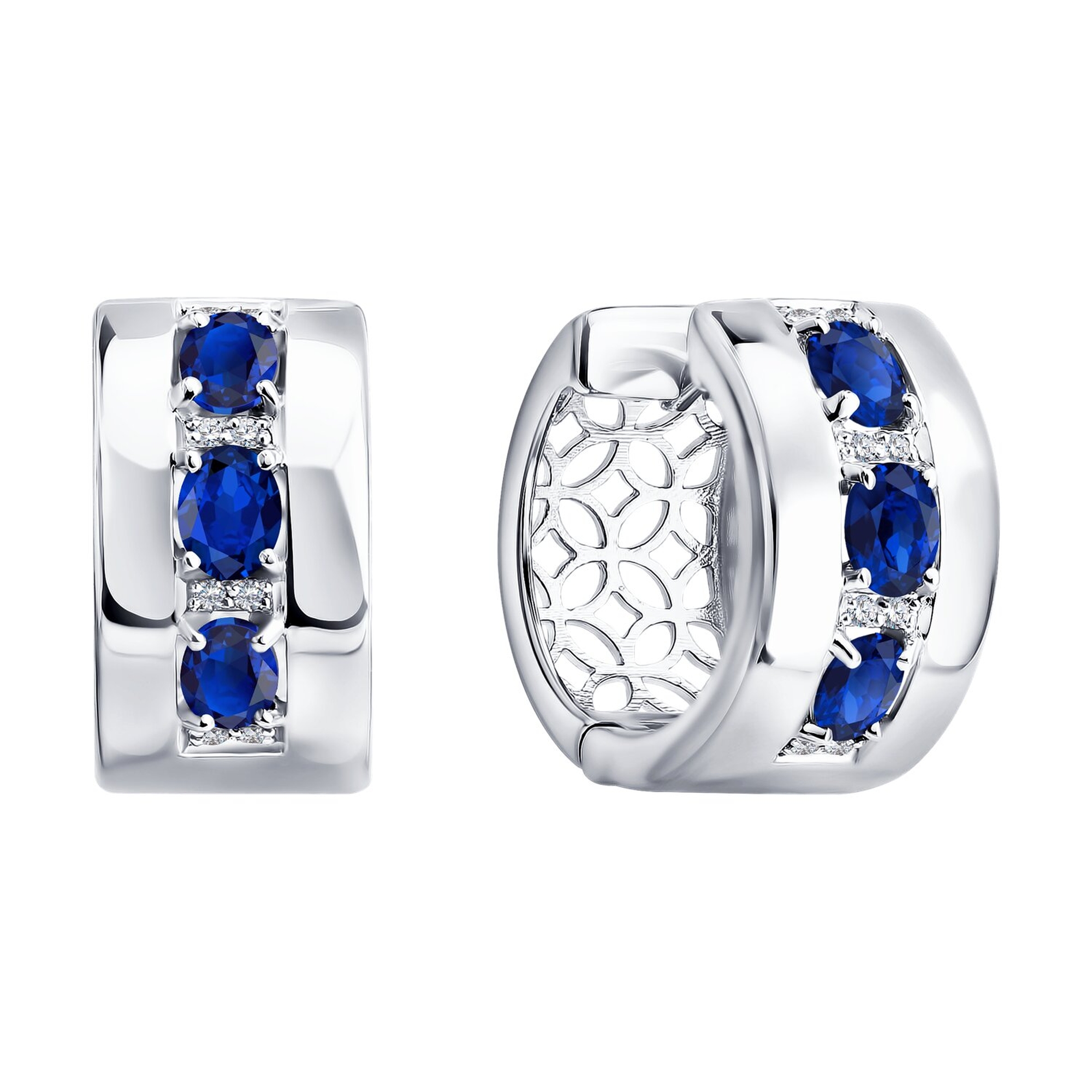 Золотые серьги SOKOLOV с бриллиантом и сапфиром