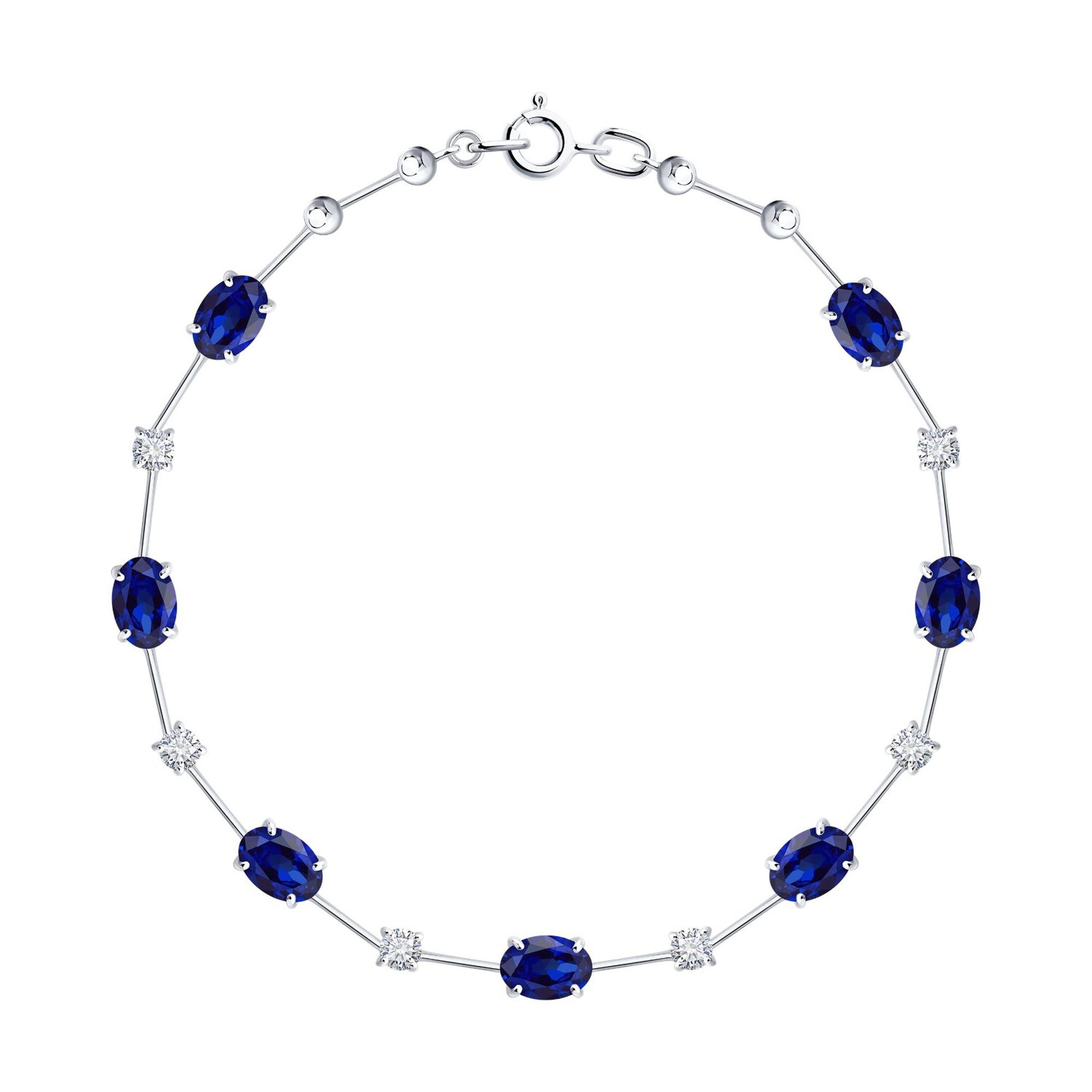 Золотой браслет SOKOLOV с сапфиром и бриллиантом выращенным