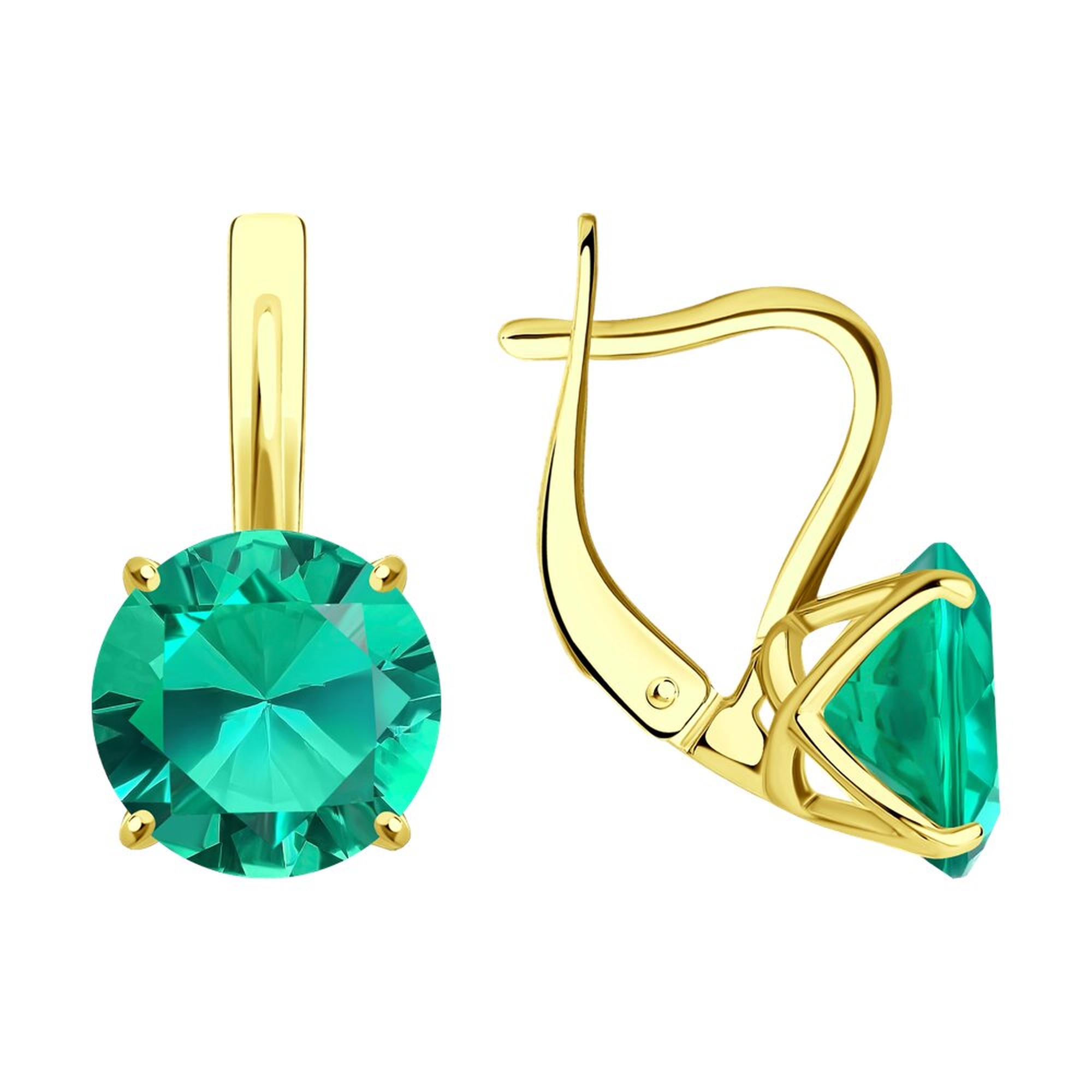 Золотые серьги SOKOLOV с гидротермальным изумрудом