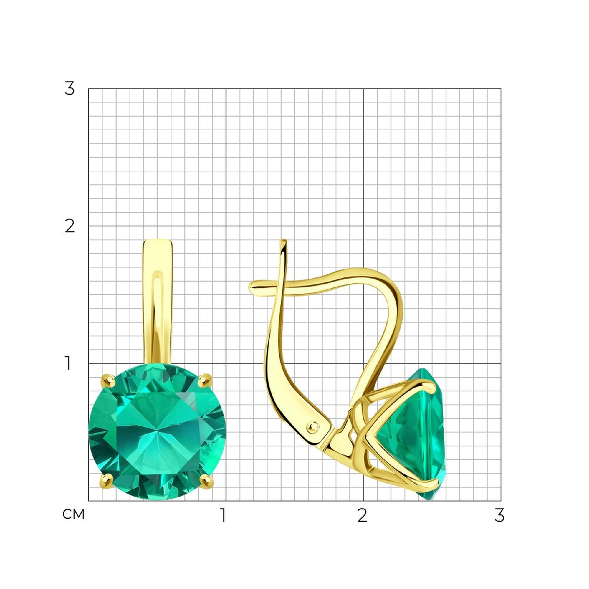 Золотые серьги SOKOLOV с гидротермальным изумрудом