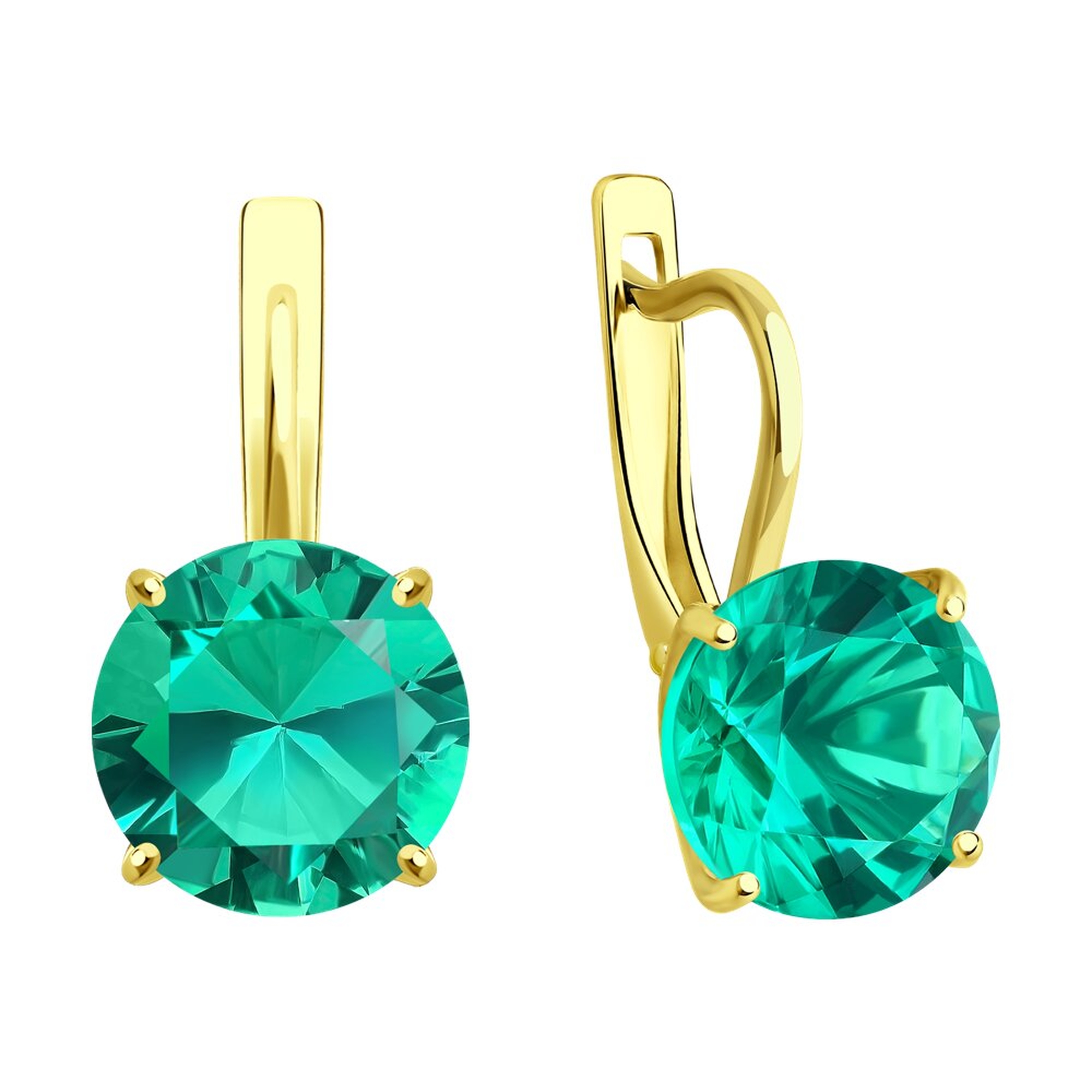 Золотые серьги SOKOLOV с гидротермальным изумрудом