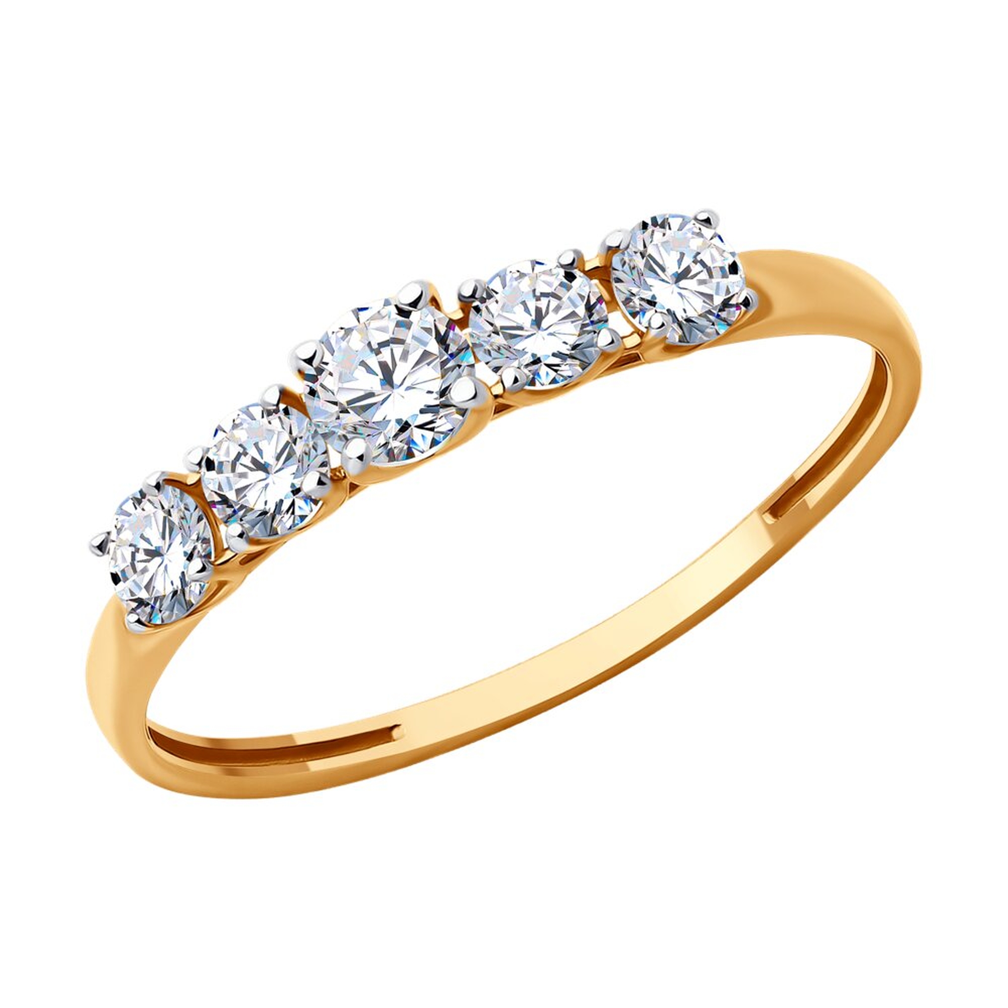 Золотое кольцо Diamant с фианитом