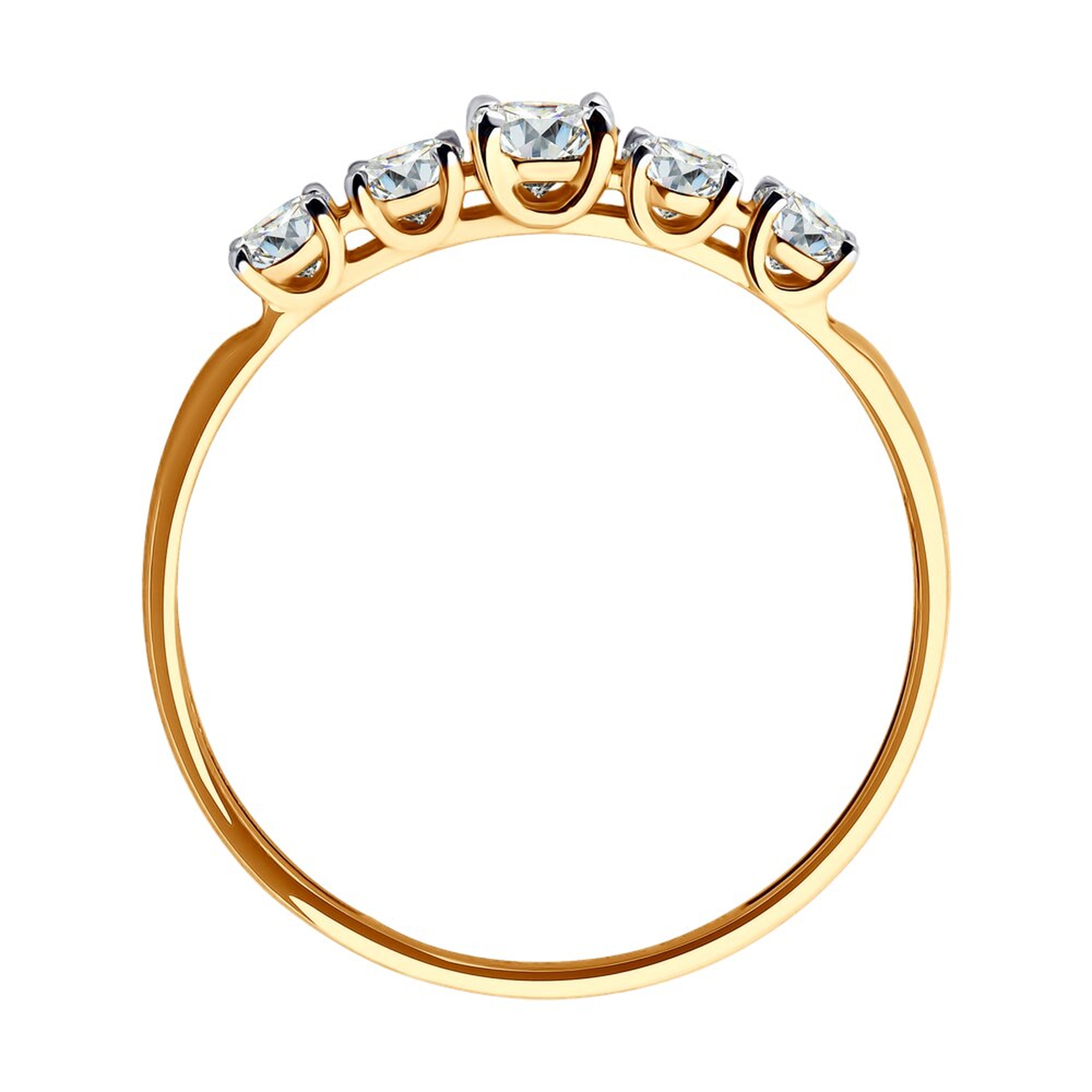 Золотое кольцо Diamant с фианитом