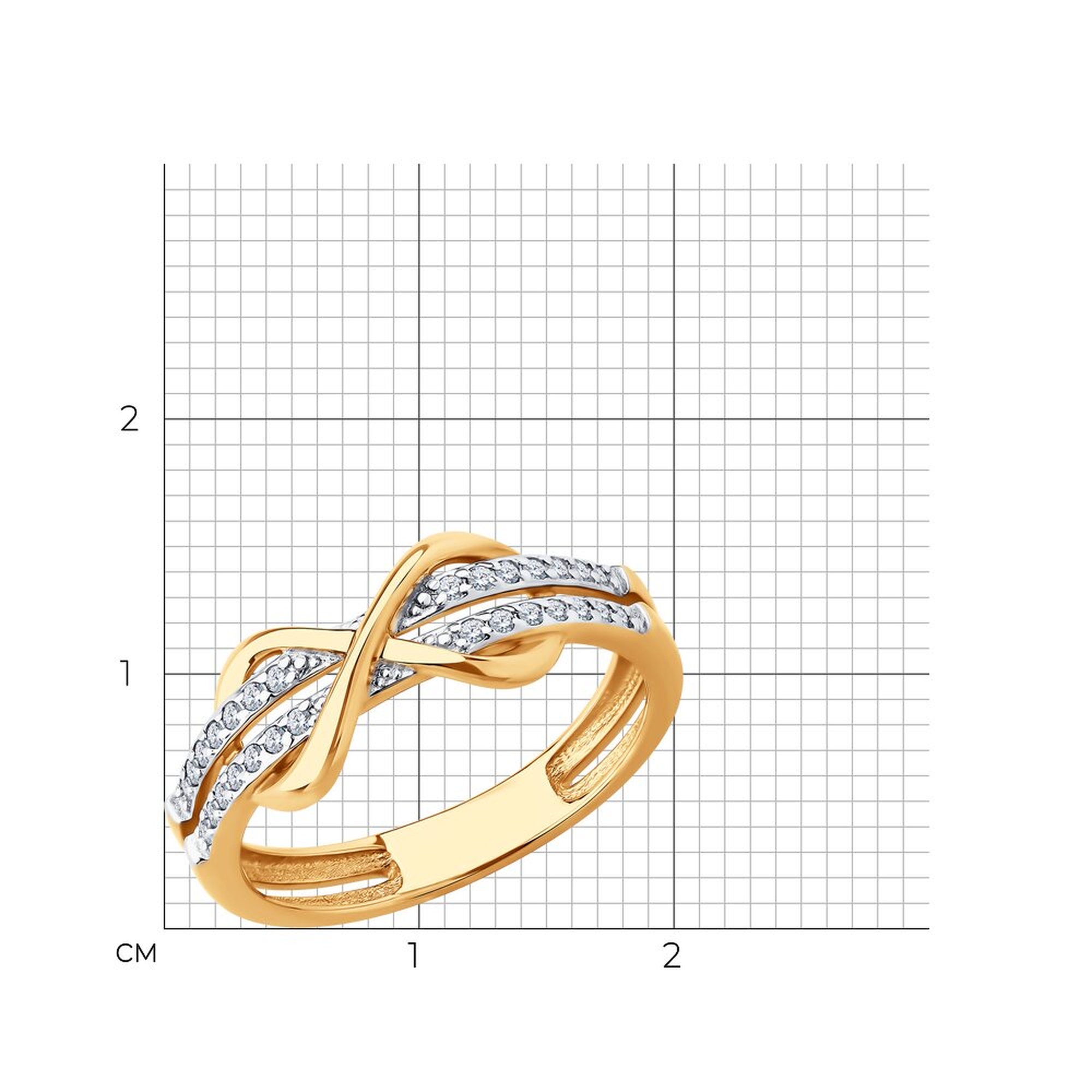 Золотое кольцо Diamant с фианитом