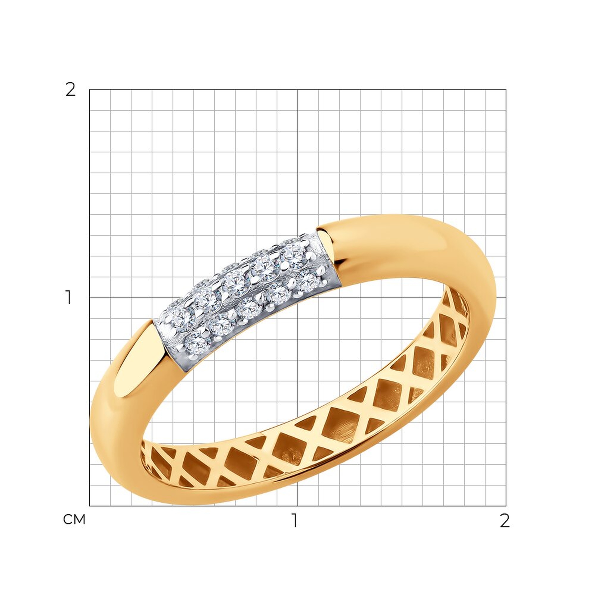 Золотое кольцо Diamant с фианитом