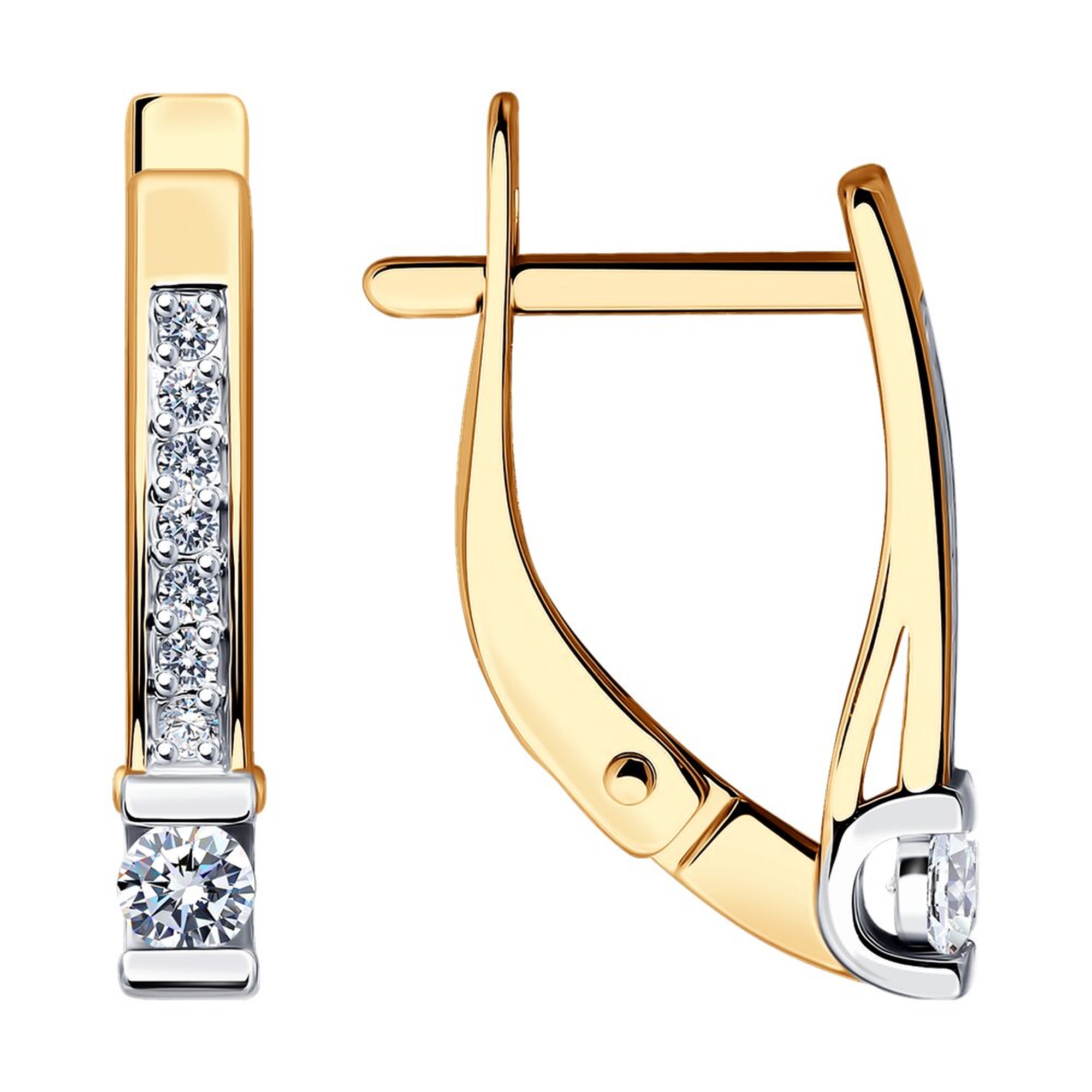 Золотые серьги Diamant с фианитом